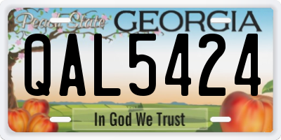 GA license plate QAL5424