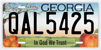 GA license plate QAL5425