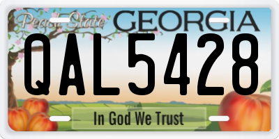 GA license plate QAL5428