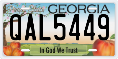 GA license plate QAL5449