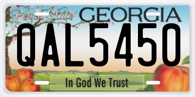 GA license plate QAL5450