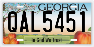 GA license plate QAL5451