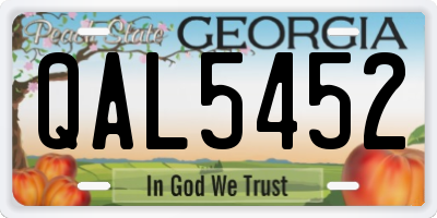 GA license plate QAL5452