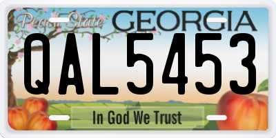 GA license plate QAL5453