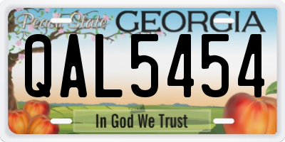 GA license plate QAL5454