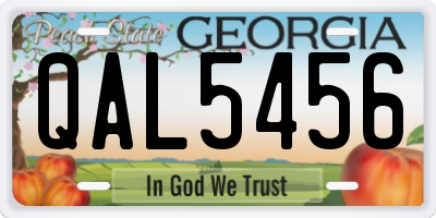 GA license plate QAL5456