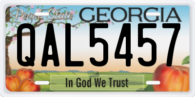 GA license plate QAL5457