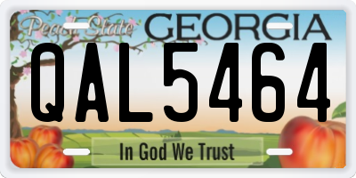 GA license plate QAL5464