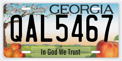 GA license plate QAL5467