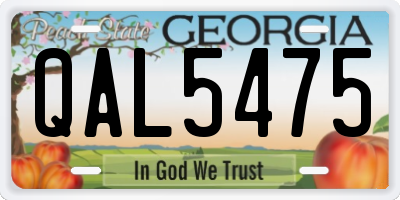 GA license plate QAL5475