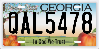 GA license plate QAL5478