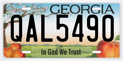 GA license plate QAL5490