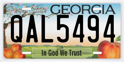 GA license plate QAL5494