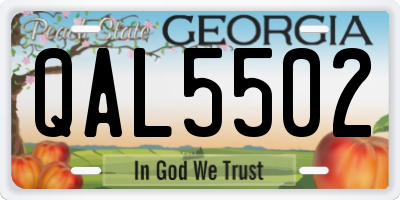 GA license plate QAL5502