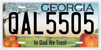 GA license plate QAL5505