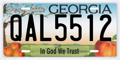 GA license plate QAL5512