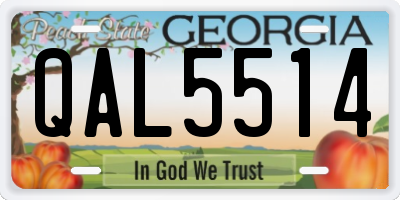 GA license plate QAL5514