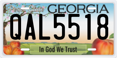 GA license plate QAL5518