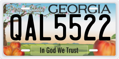 GA license plate QAL5522