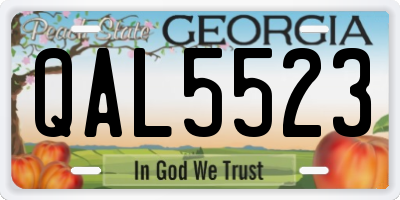 GA license plate QAL5523