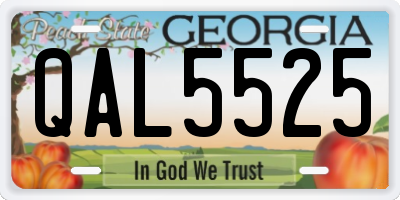 GA license plate QAL5525