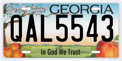 GA license plate QAL5543