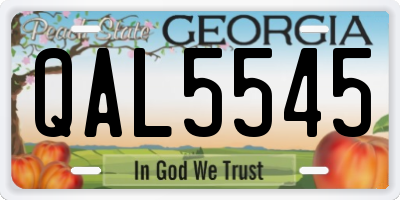 GA license plate QAL5545