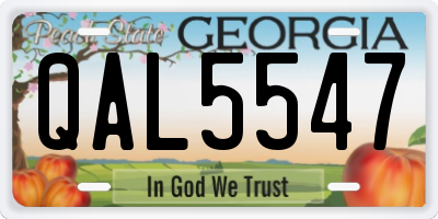 GA license plate QAL5547