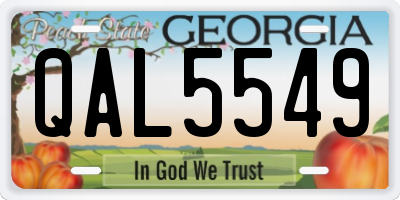 GA license plate QAL5549