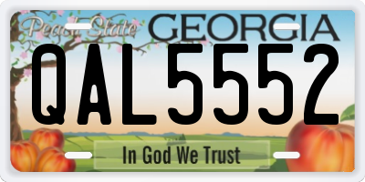 GA license plate QAL5552