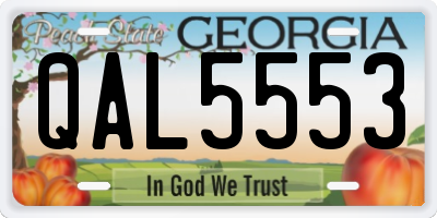 GA license plate QAL5553