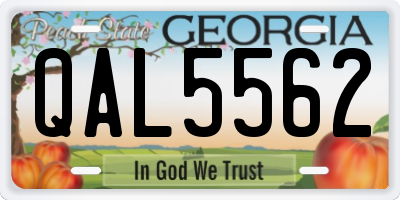 GA license plate QAL5562