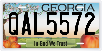 GA license plate QAL5572