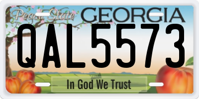 GA license plate QAL5573