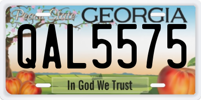 GA license plate QAL5575