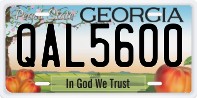 GA license plate QAL5600