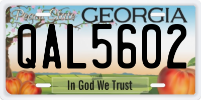 GA license plate QAL5602