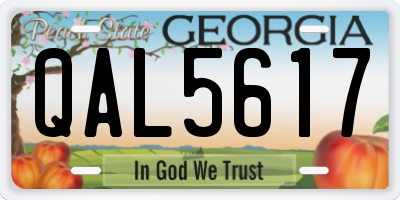 GA license plate QAL5617