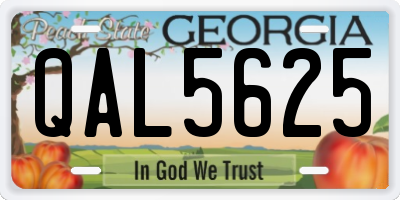 GA license plate QAL5625