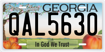 GA license plate QAL5630