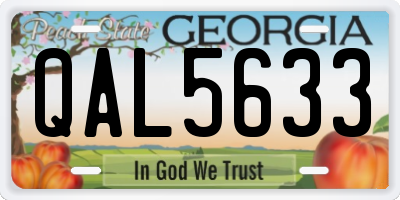 GA license plate QAL5633