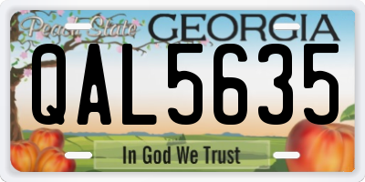 GA license plate QAL5635