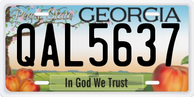 GA license plate QAL5637