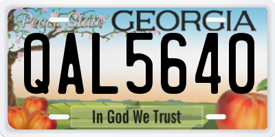 GA license plate QAL5640