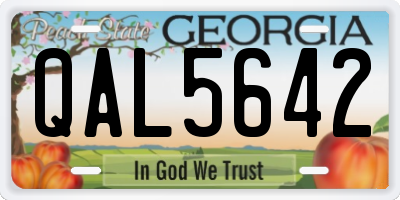 GA license plate QAL5642