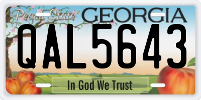 GA license plate QAL5643