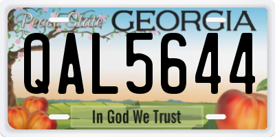 GA license plate QAL5644