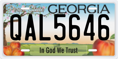 GA license plate QAL5646