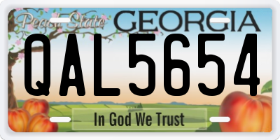 GA license plate QAL5654