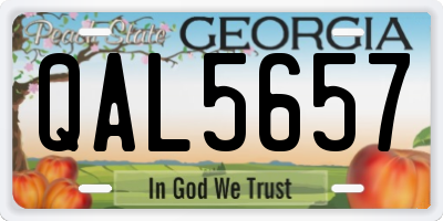 GA license plate QAL5657